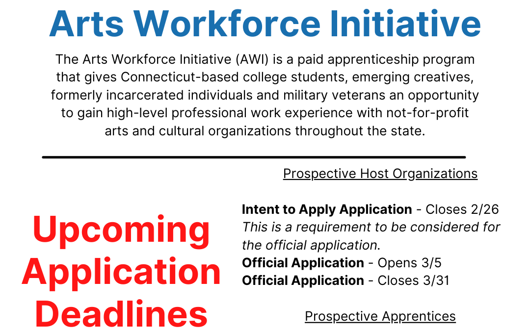 Arts Workforce Initiative – Accepting Intents to Apply from Host Organizations
